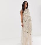 Asos Design Maternity Pretty Embroidered Floral And Sequin Mesh Maxi Dress - Multi