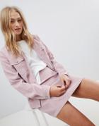 Daisy Street Trucker Jacket In Vintage Cord - Pink