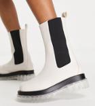 Raid Wide Fit Neville Pull On Calf Boots With Contrast Sole In Off White