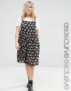 Asos Curve Floral Print Midi Pinny Dress - Multi