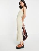 Pretty Lavish Billie Cut-out Rib Knit Midi Dress In Beige-neutral