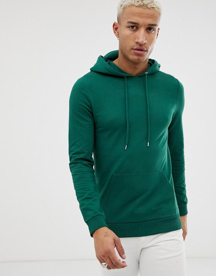 Asos Design Muscle Hoodie In Green - Green