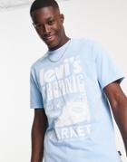 Levi's T-shirt With Market Logo In Blue - Mblue