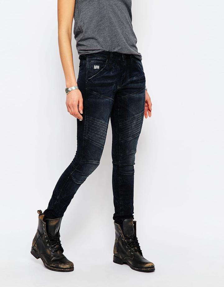 G-star Elwood 5620 Mid Rise Skinny Jeans - Dark Aged Blue