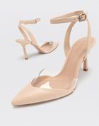 Stradivarius Pointed Heeled Shoe With Clear Detail In Beige-neutral