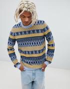 Asos Design Knitted Fairisle Sweater - Blue