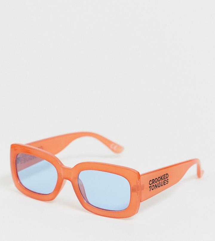 Crooked Tongues Unisex Chunky Sunglasses In Neon Orange - Yellow