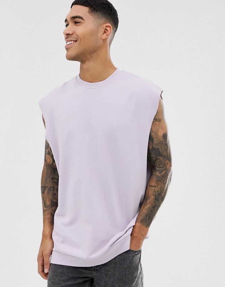Asos Design Oversized Sleeveless Sweatshirt In Misty Lilac-purple