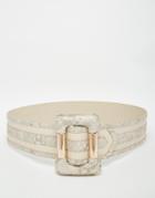 Asos Suede And Pu Wide Covered Buckle Waist Belt - Multi