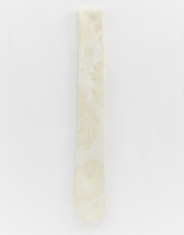 Twisted Tailor Tie In Cream Rose Jacquard - Cream