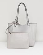 Asos Design Bonded Shopper Bag With Removable Tablet Case - Gray