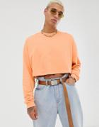 Asos Desgn Lightweight Cropped Oversized Sweatshirt In Orange