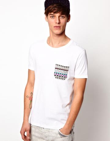 Asos T Shirt With Contrast Printed Pocket