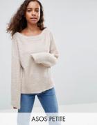 Asos Petite Sweater With Slash Neck In Boucle Yarn - Black