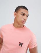 New Look T-shirt With Butterfly Embroidery In Coral - Pink