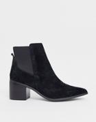 Aldo Leather Kitten Heel Boots-black