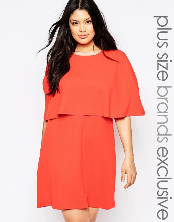 Pink Clove Cape Shift Dress - Orange