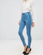 Asos 'sculpt Me' Premium Jeans In Dee Mid Blue Wash With Shadow Side Panel - Blue