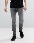 Allsaints Jeans In Skinny Fit Washed Gray With Distressing - Gray