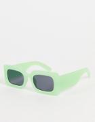 Monki Rectangular Sunglasses In Green