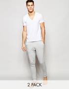 Asos Loungewear V Neck T-shirt And Skinny Joggers 2 Pack Save 17%