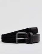 Ben Sherman Belt In Black Stretch Weave - Black