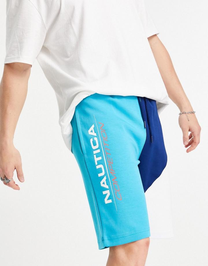 Nautica Competition Genoa Cut & Sew Sweat Shorts In Aqua Blue - Part Of A Set-blues