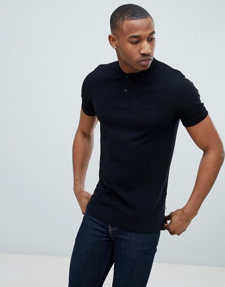 Jack & Jones Essentials Slim Fit Pique Logo Polo In Black