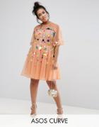 Asos Curve Mesh Scatter Sequin Mini Dress - Multi