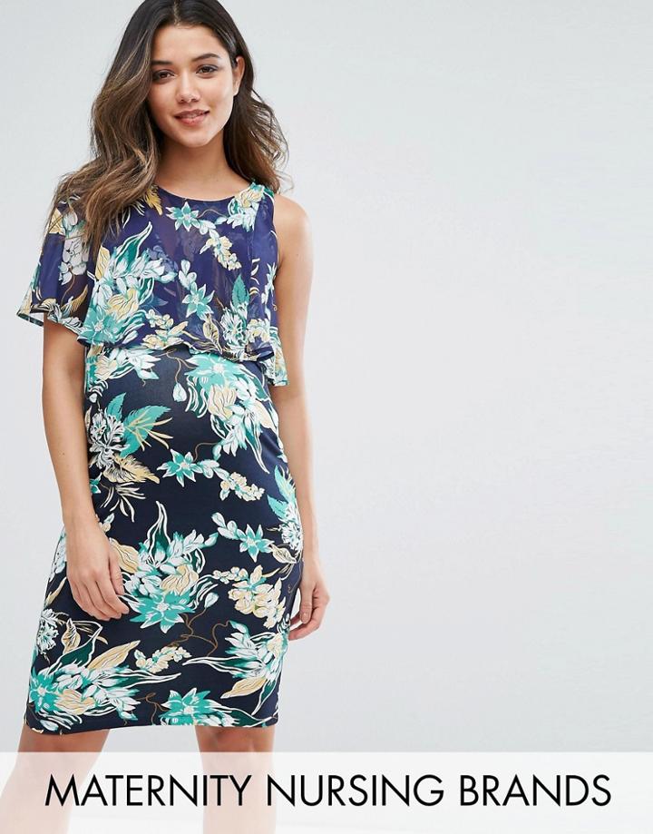 Gebe Maternity Nursing Printed Double Layer Dress - Multi