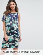 Gebe Maternity Nursing Printed Double Layer Dress - Multi