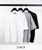 Asos Design 3 Pack Oversized T-shirt In Multi
