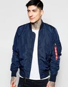 Alpha Industries Ma1 Bomber Jacket Slim Fit In Navy - Rep Blue