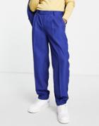 Asos Design Oversized Tapered Suit Pants In Electric Blue