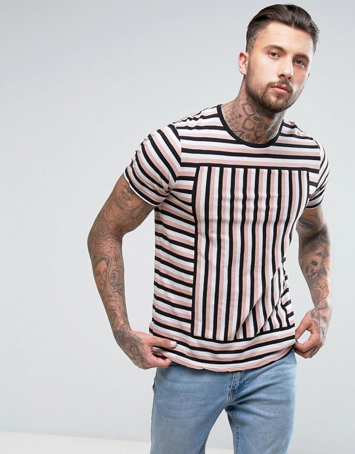 Diesel T-edwin Stripe T-shirt - Pink