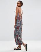 Asos Africa X Chichia Strappy Jumpsuit In Tile Print - Multi