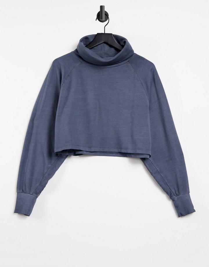 Noisy May Cropped Sweater With High Neck In Gray-grey