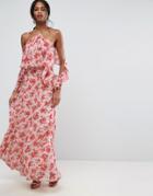 Asos Beautiful Floral Ruffle Front Maxi Dress - Multi