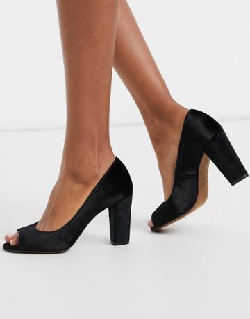 Karen Millen Florence Leather Peep Toe Heeled Shoe In Black