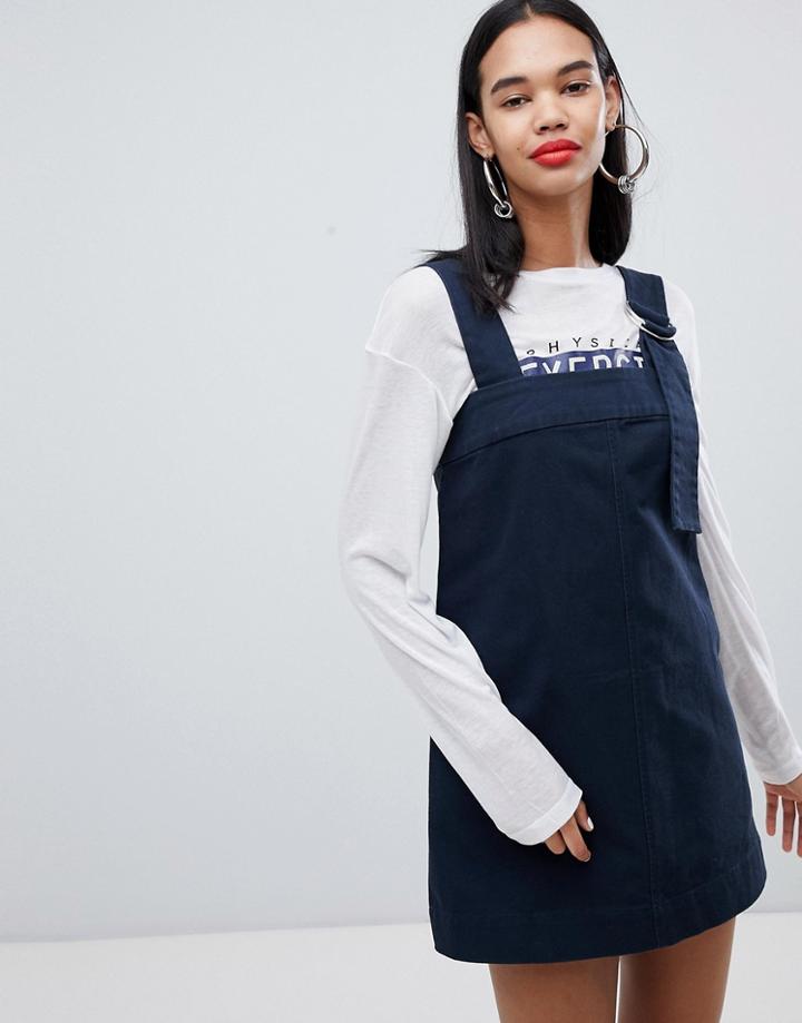 Weekday Pinafore Dress In Navy - Navy