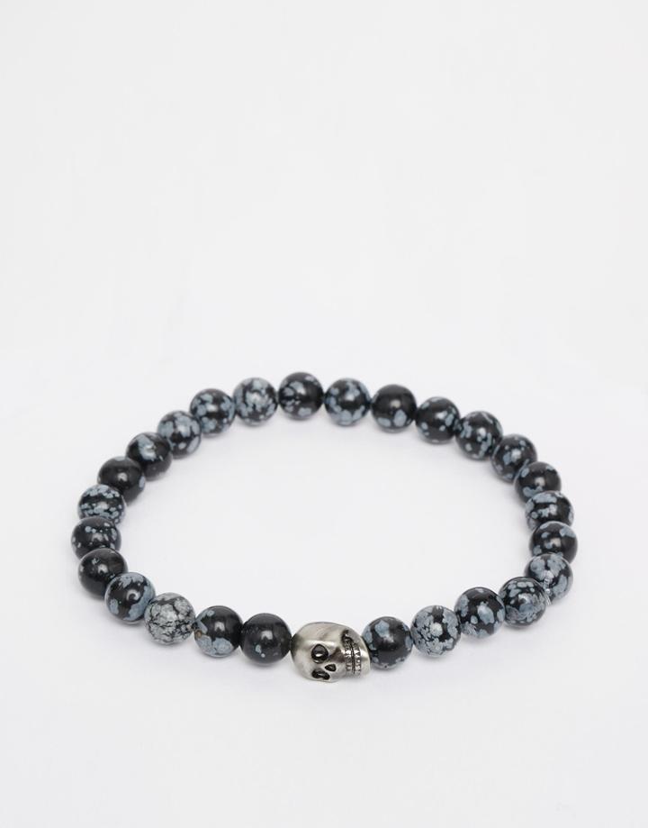Simon Carter Obsidian Beaded Bracelet With Swarovski Crystal - Black