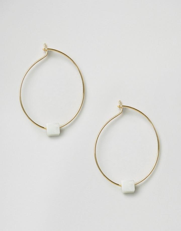 Orelia Semi Precious Cube Hoop Earrings - Gold