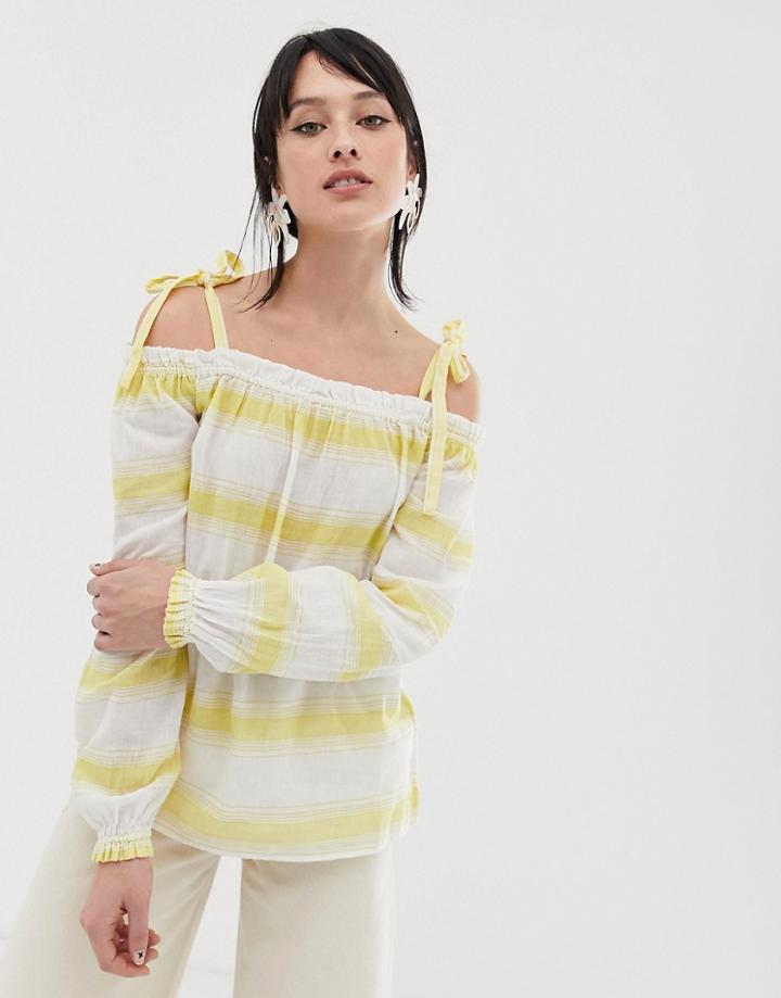 Vero Moda Stripe Cami Tie Strap Top-yellow