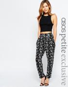 Asos Petite Exclusive Peg Pant In Mono Sketchyy Grid Check - Mono