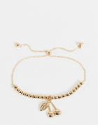 Asos Design Bracelet With Cherry Charm In Gold Tone