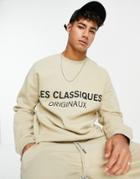 Only & Sons Branded Logo Oversized Sweatshirt In Beige - Part Of A Set-neutral