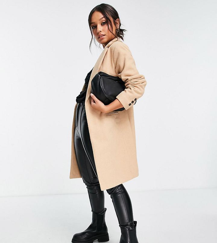 New Look Petite Formal Coat In Camel-brown