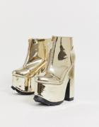 Y-r-u - Heeled Boots With Plateau Soles In Gold