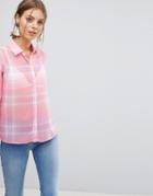 Asos Soft Shirt In Sheer Pink Check - Multi