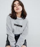 Pieces Sweatshirt With Space Babe Slogan - Gray